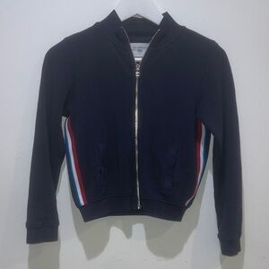 Sol Angeles Navy Zip-Up Jacket with Striped Sides Size 8
